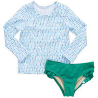 PINK CHICKEN Tulips Rashguard Set in blue - kids' item - detail view