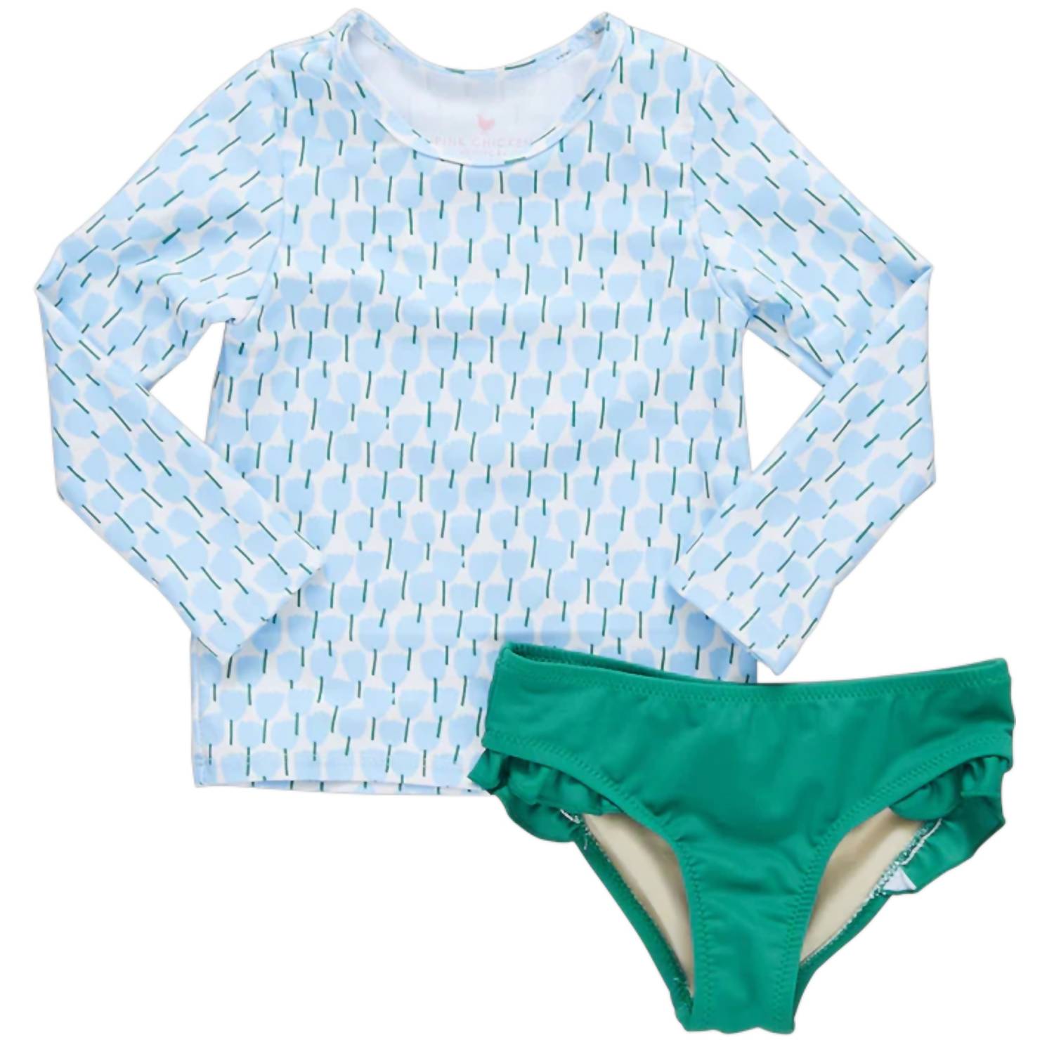 PINK CHICKEN Tulips Rashguard Set in blue - kids' item - detail view