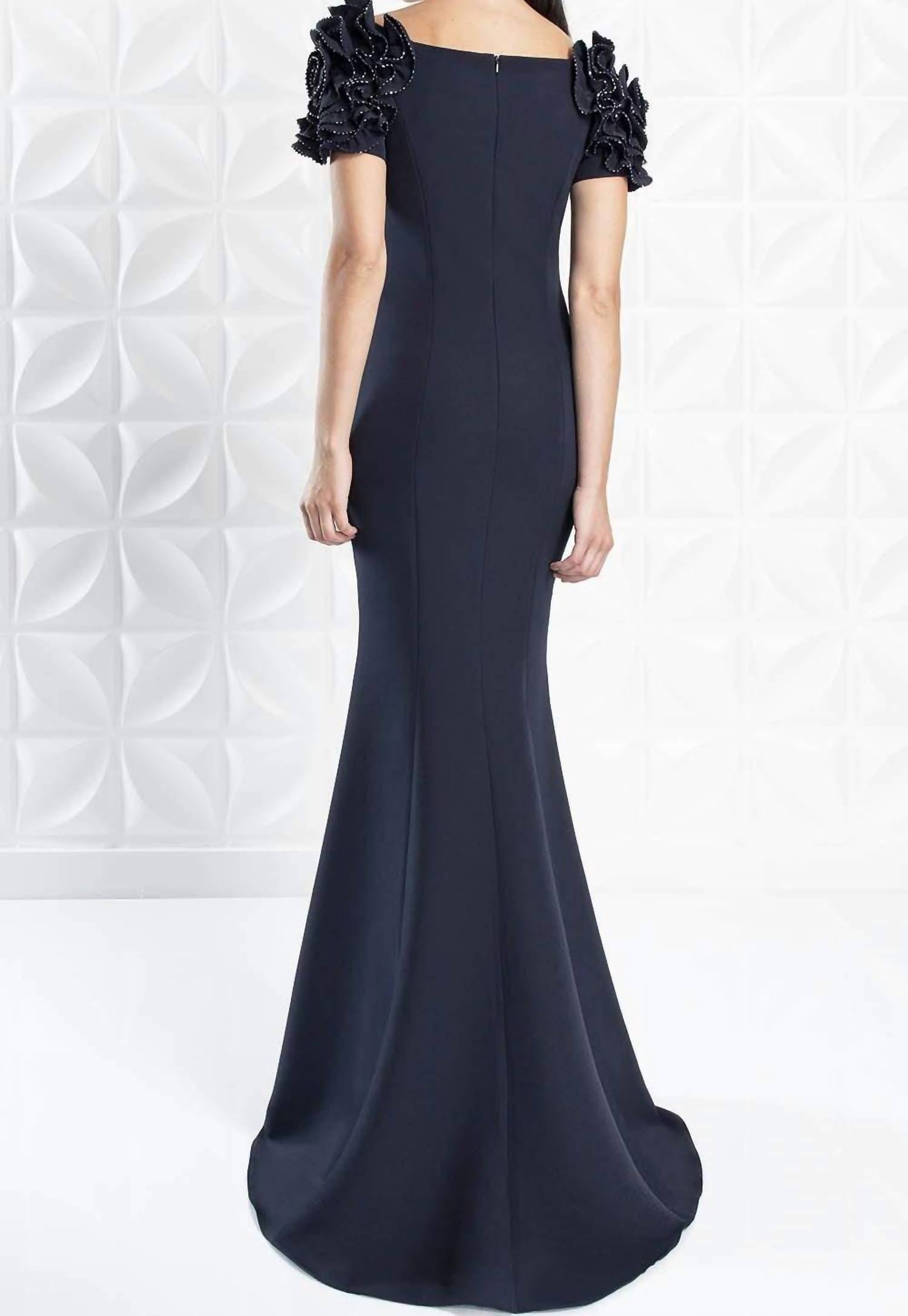 Alexander By Daymor - Long Beaded Ruffle Formal Evening dress