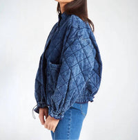 Tractr - Diamond Quilted Reversible Denim Jacket