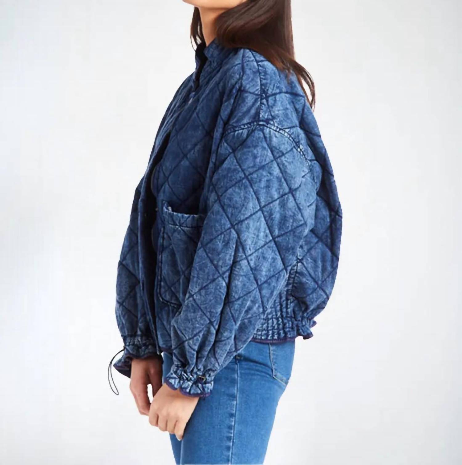 Tractr - Diamond Quilted Reversible Denim Jacket