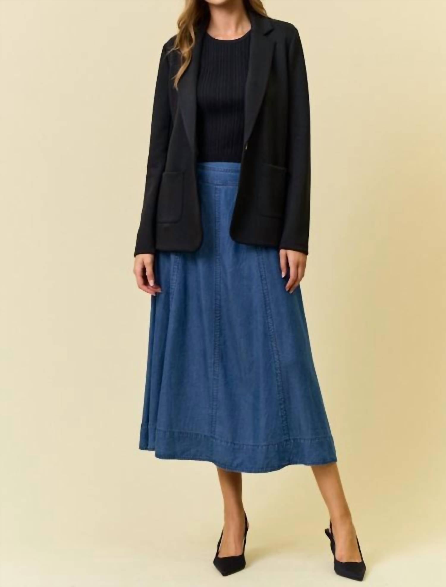 Doe And Rae - Brushed Modal Flap Pocket Long Sleeve Blazer