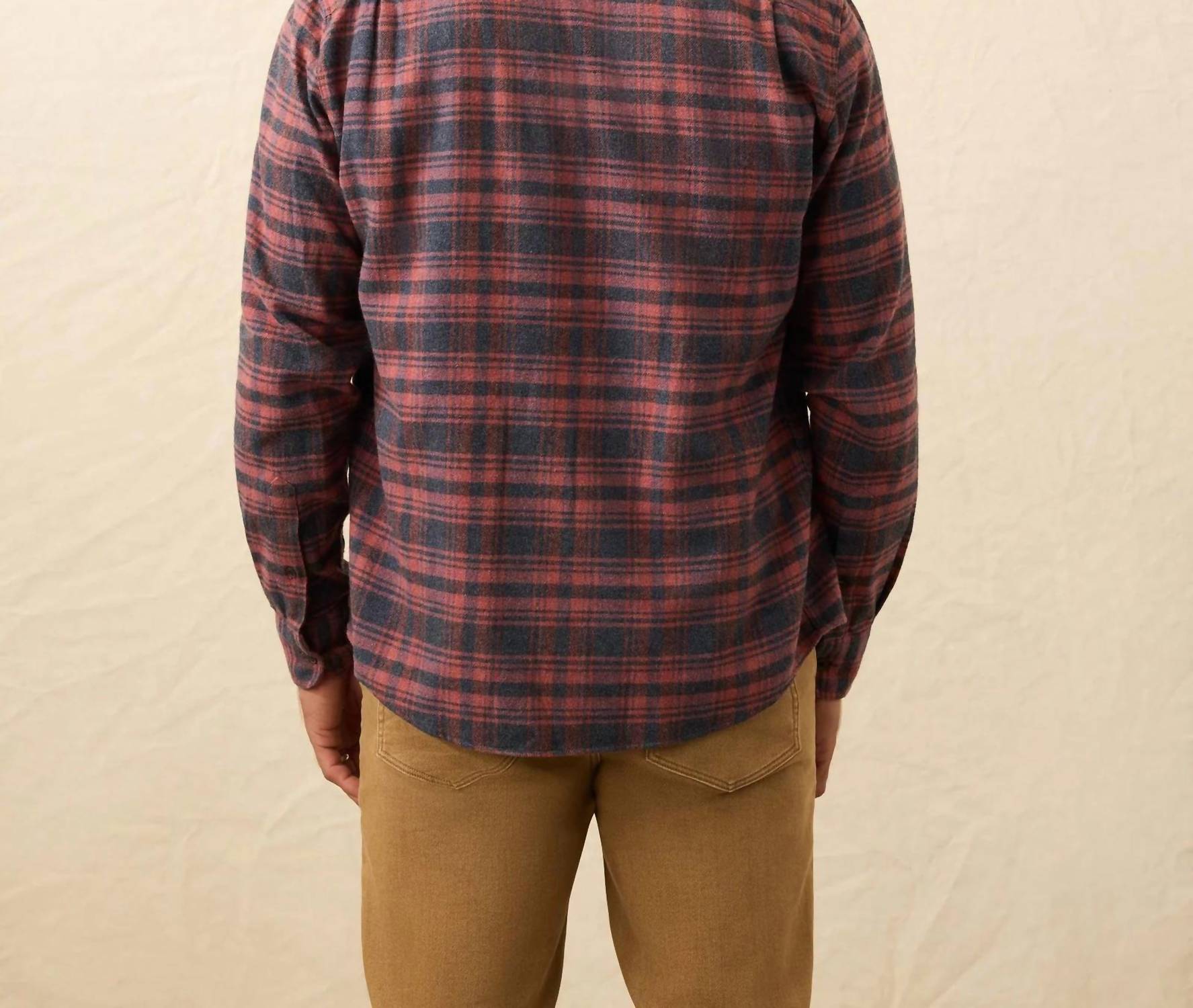 Faherty Heirloom Portuguese Flannel Shirt in porto covo plaid - men's long sleeve top - alternate view
