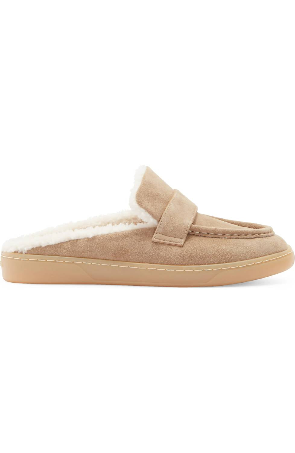 J/SLIDES Women's Hudson Mule in taupe suede 1 - women's shoe - detail view