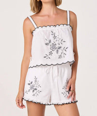 Astr - Sadie Embroidered Linen Crop Top