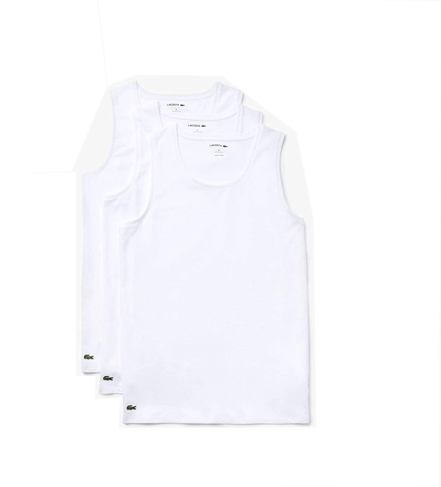 Lacoste - Men's Essentials 3 Pack Cotton Slim Fit Tank Tops
