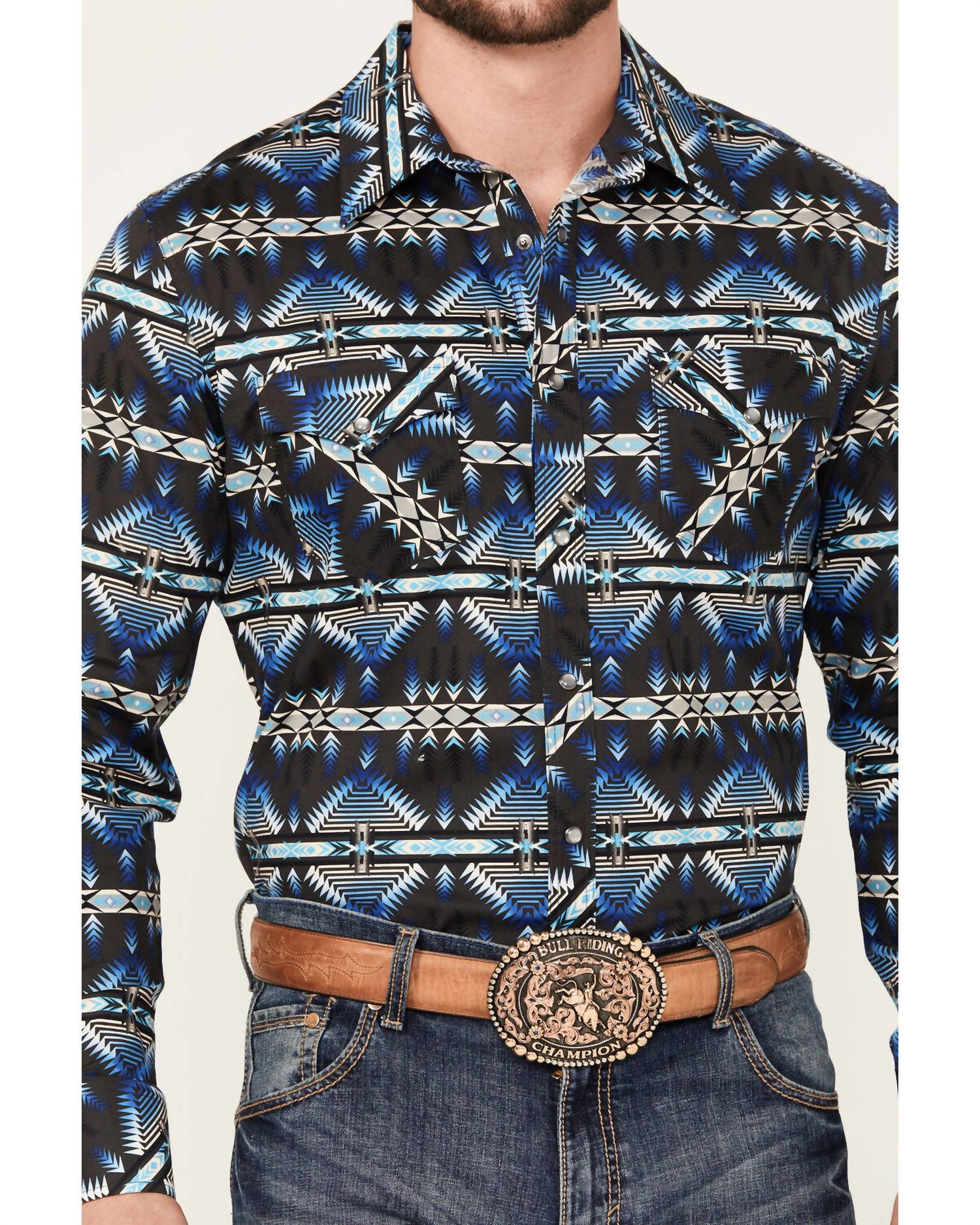 Rock & Roll Denim - Modern Fit Aztec Woven Snap Shirt