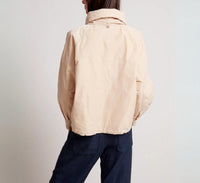 Adroit Atelier Ryder Side Snap Zip Up Bomber Jacket in sand - women's jacket - alternate view