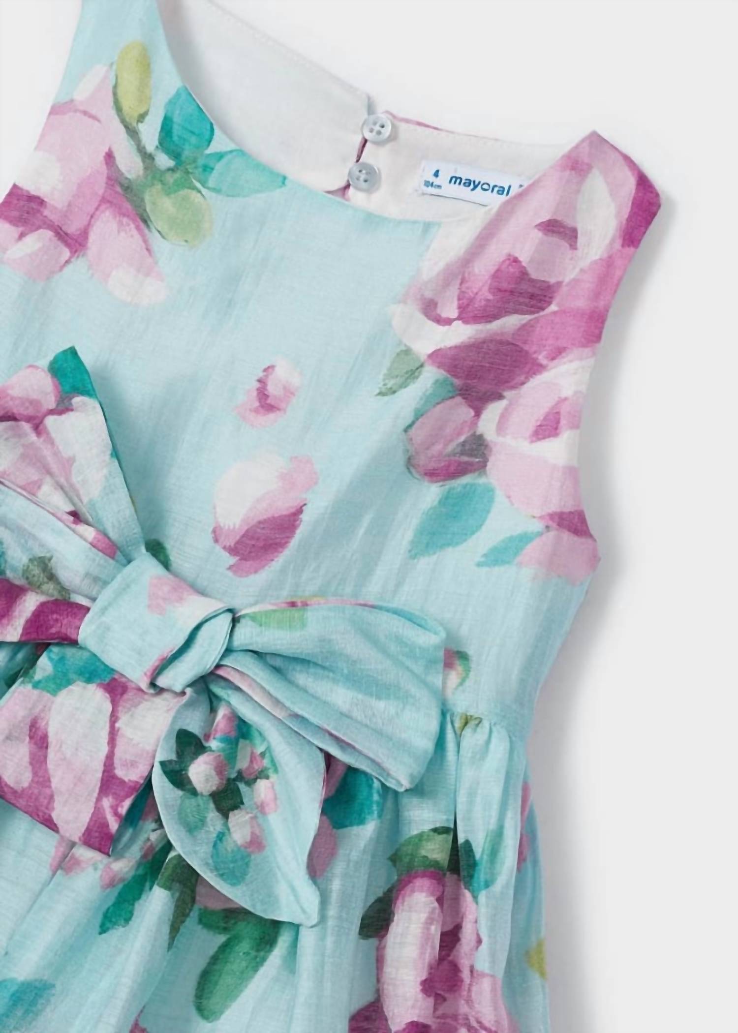 Mayoral - Kid's Linen Floral Printed Dress