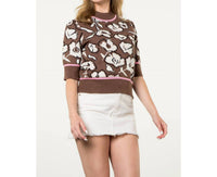 Thml - Rita Flower Knit Short Sleeve Top