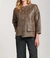 Apny - Vegan Leather Asymmetric Pullover
