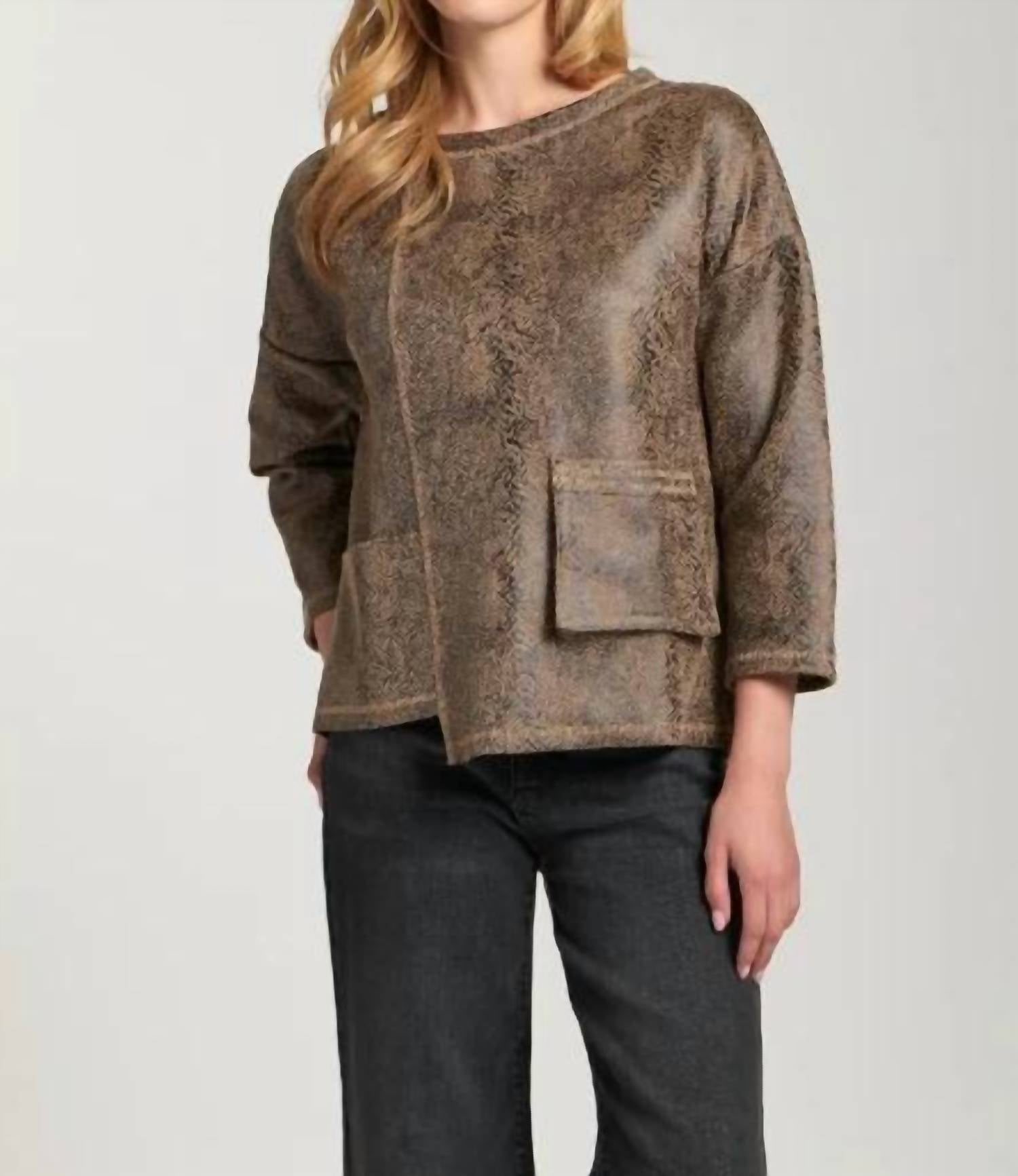 Apny - Vegan Leather Asymmetric Pullover