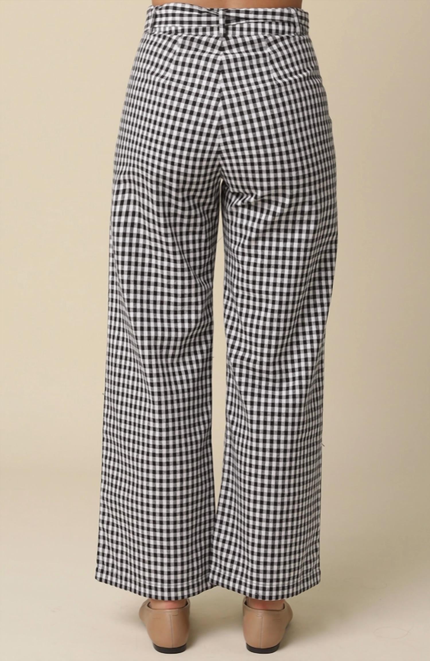 Olivaceous - Isis Gingham Tie-Waist Pants