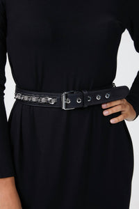 LEATHER BELT WITH CHAIN