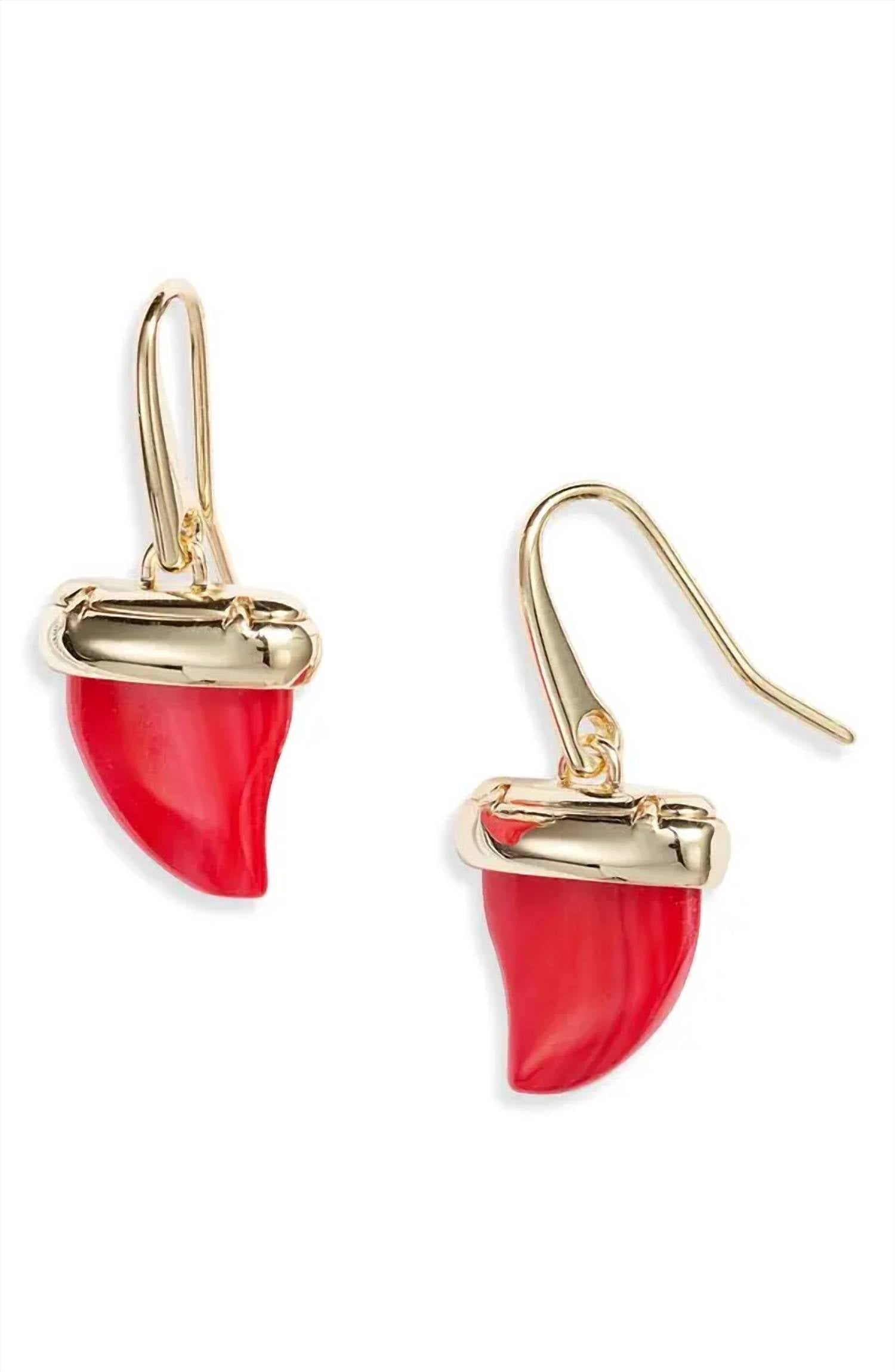 Kendra Scott Women's Oleana Drop Earrings in gold red mother of pearl - women's jewelry - detail view