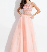 Rachel Allan - Embellished Two-piece Tulle Prom Dress