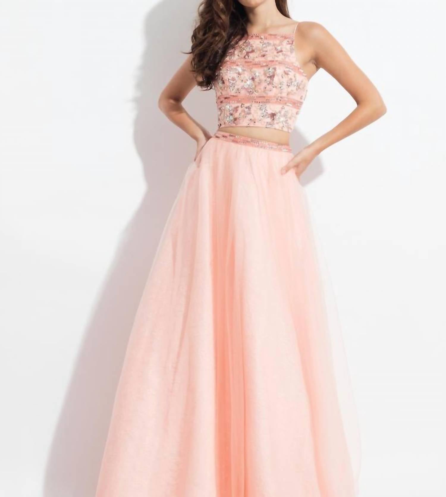 Rachel Allan - Embellished Two-piece Tulle Prom Dress