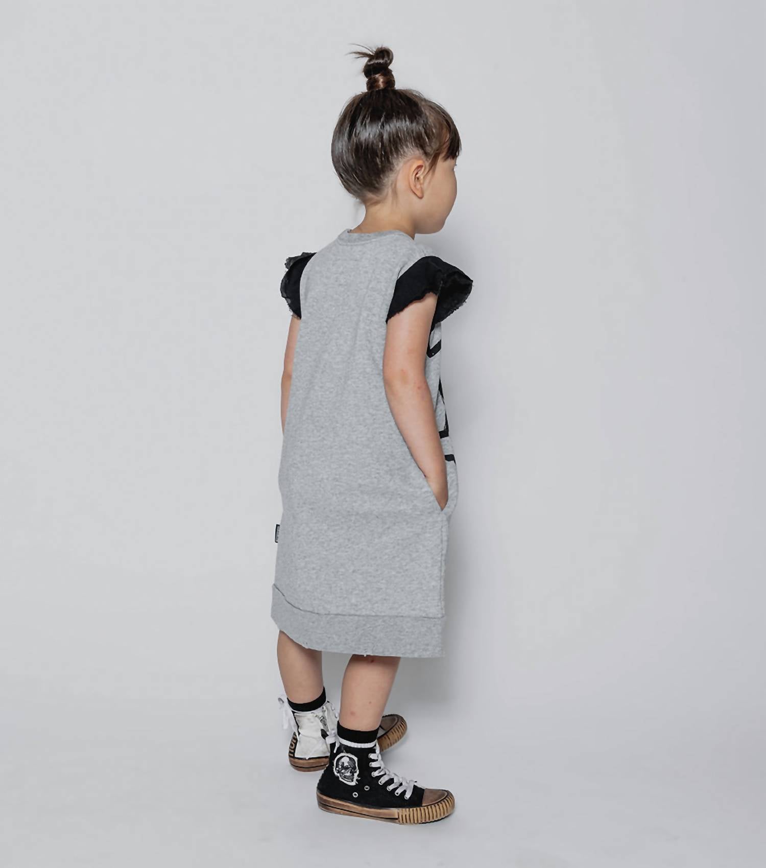 Girls Ruffled Sleeve Sweat Dress