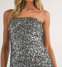 Klesis - Flap Pocket Sequin Tube Mini Dress
