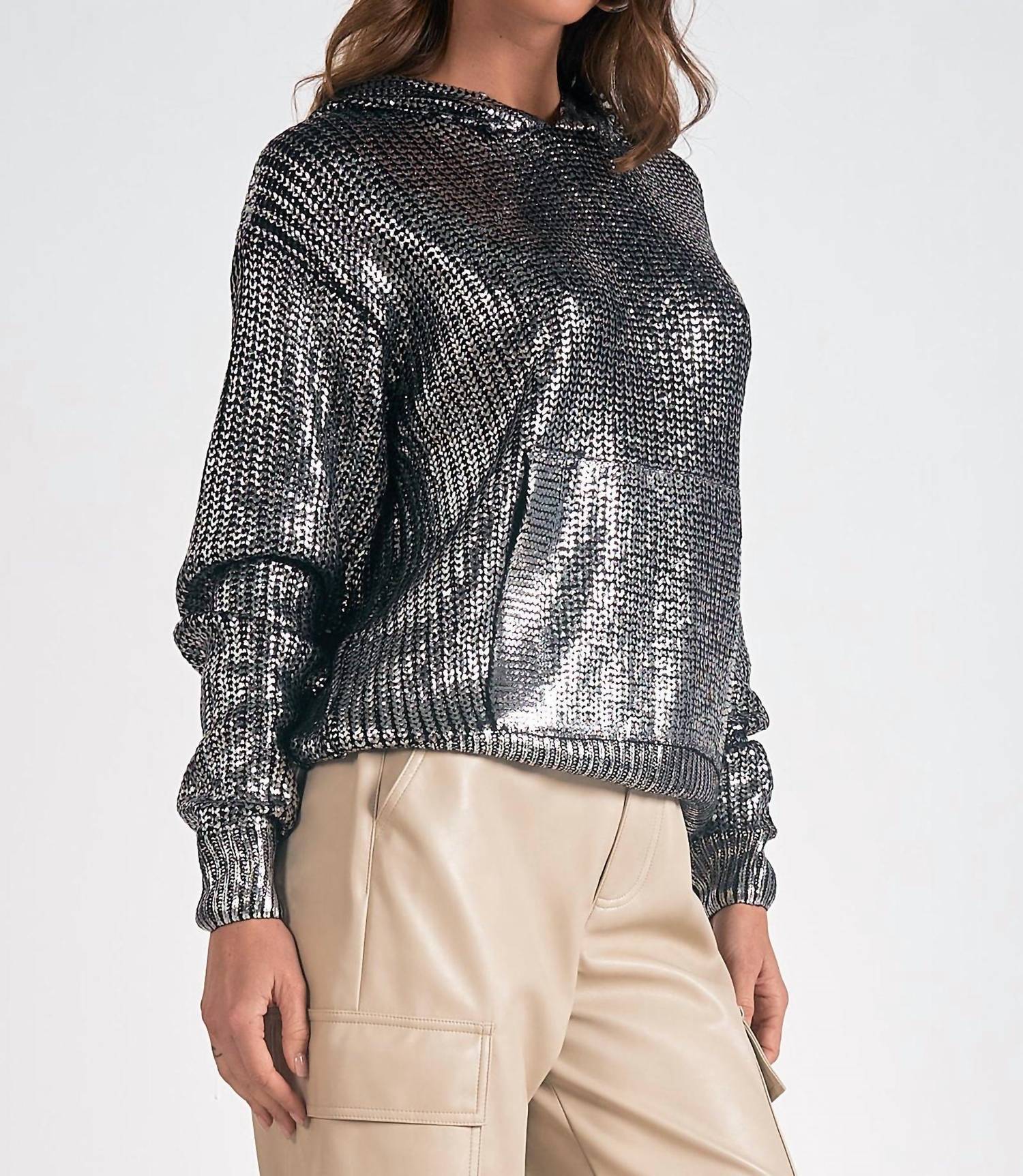 Elan - Metallic Sweater Hoodie
