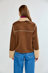 SARA CAMPBELL Rhiannon Shearling Suede Jacket in chocolate - women's jacket - view 8