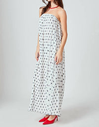 Endless Rose - Samantha Strapless Pleated Polka Dot Maxi Dress