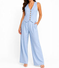 Elan - Linen Blend Wide-leg Pants