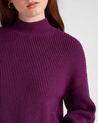 Seventy Eight and Sunny Pacific Mock Neck Marled Sweater in heather eggplant - women's sweater - alternate view