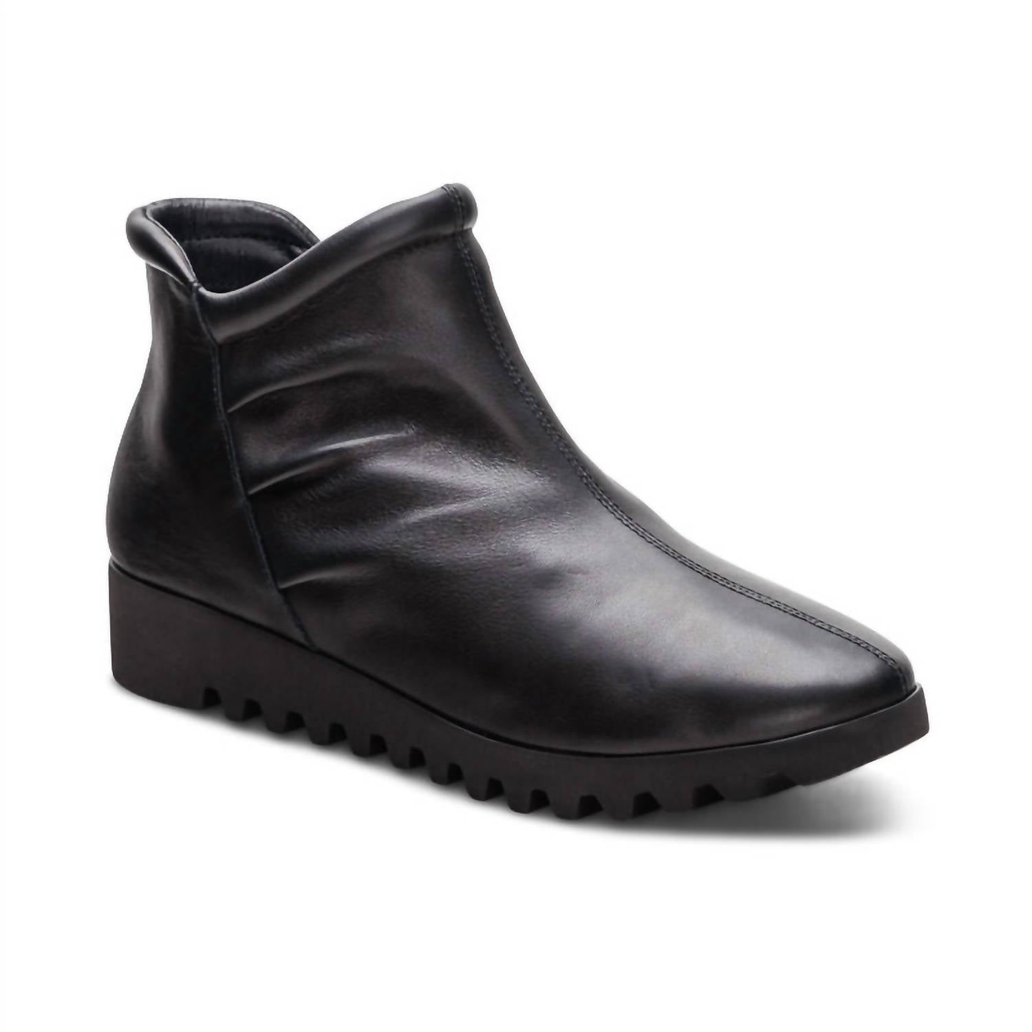 Aetrex Women's Zoey Slip-on Boots in black leather 1 - women's shoe - alternate view