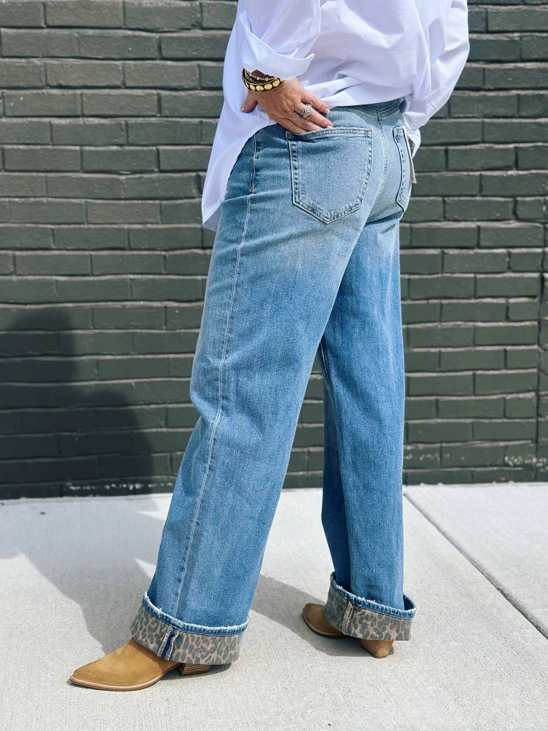 Hidden - Fearless Cheetah Cuff Straight Jeans