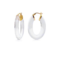 Gold & Honey - Women's Flat Oval Lucite Hoop Earrings
