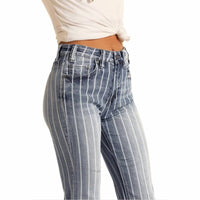 Rock & Roll Cowgirl - High-rise Striped Stretch Jeans