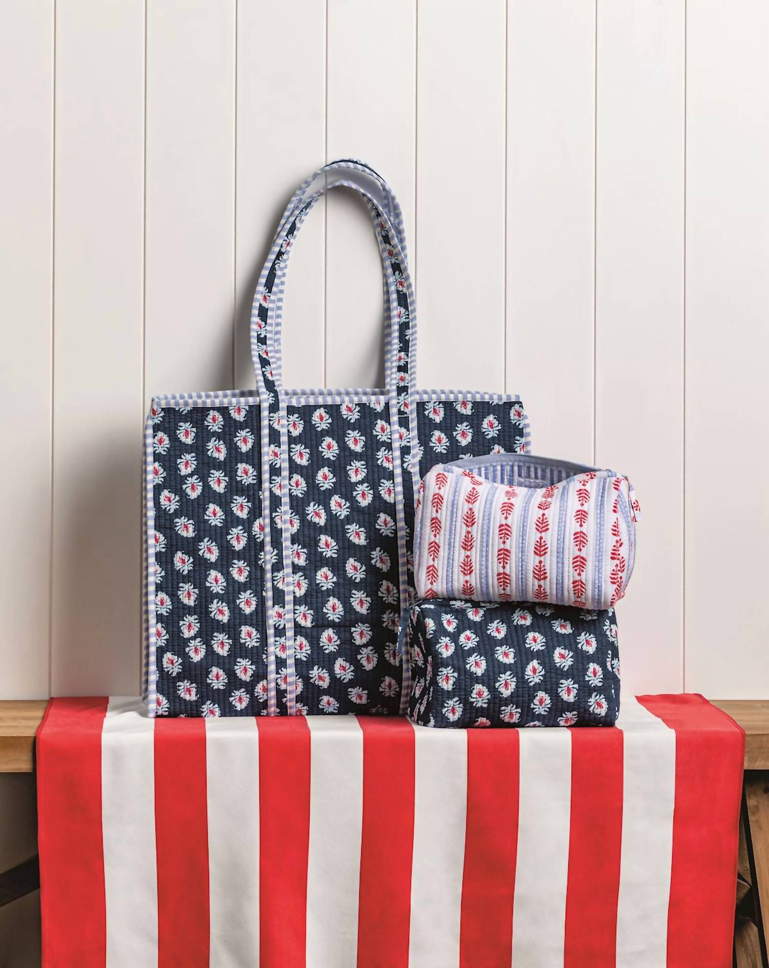 Mudpie - Women's Americana Block Print Tote Bag