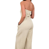 Davi & Dani - Strapless Cotton Blend Jumpsuit