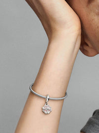 Pandora Women's Four-leaf Clover Friendship Double Dangle Charm in silver - women's item - detail view