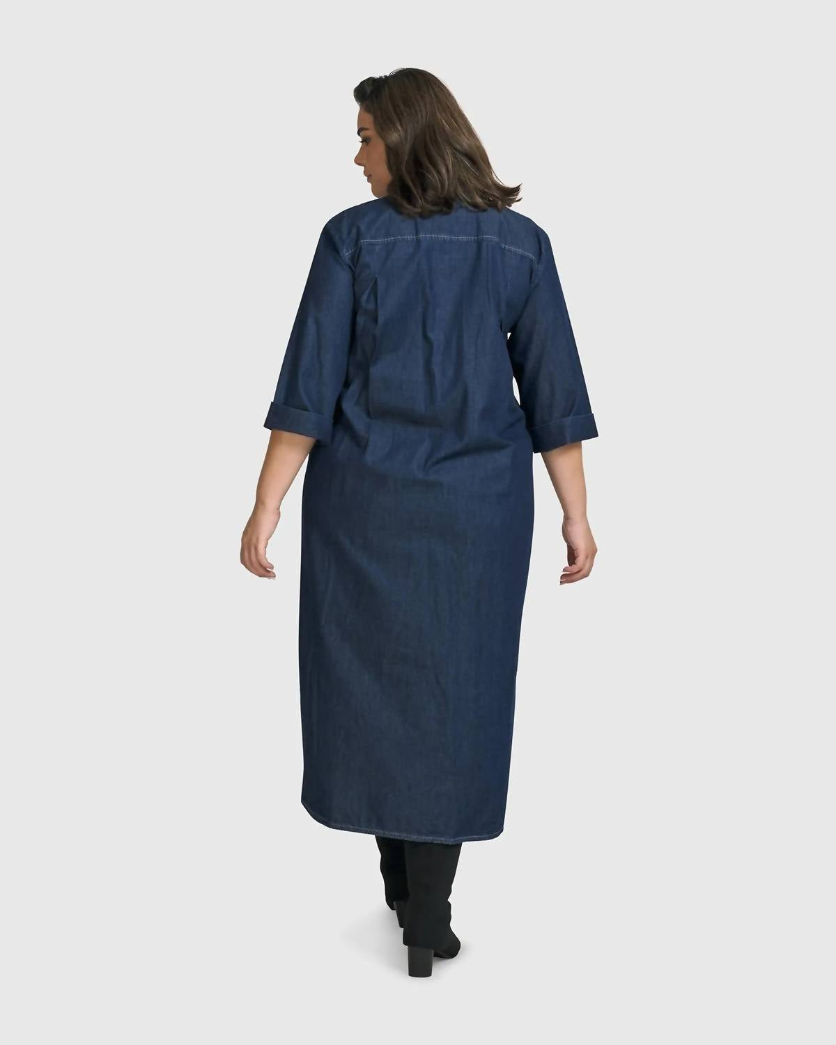 ALEMBIKA Joie Collared Dress in denim - women's dress - alternate view