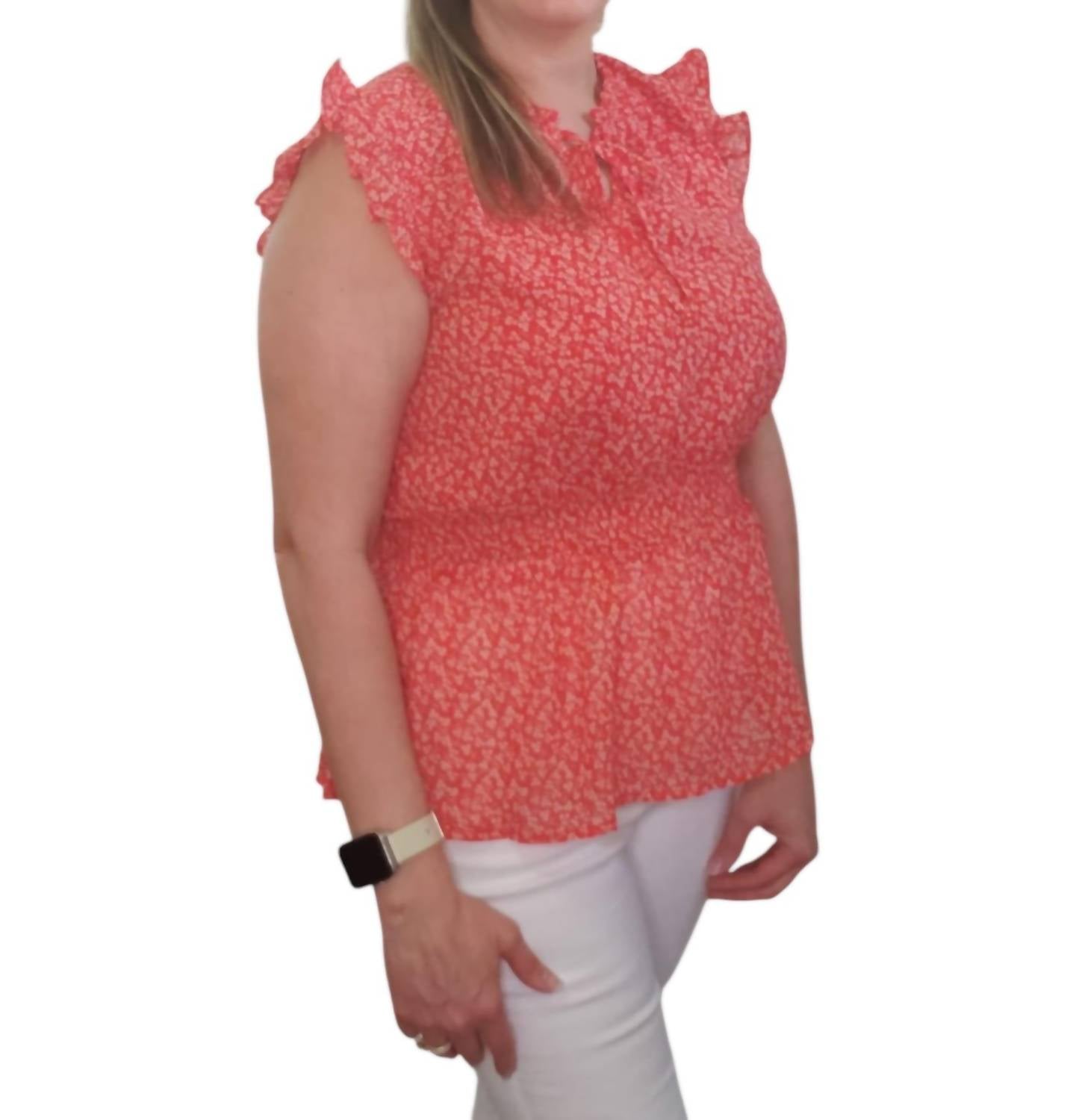 Hayden La - Ditzy Floral Tie Neck Blouse