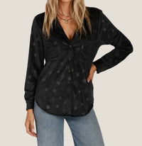 Dylan Star Embossed Maeve Shirt in black - women's long sleeve top - alternate view
