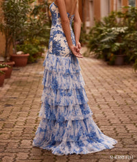 Sherri Hill - Floral Printed Ruffled Trumpet Gown