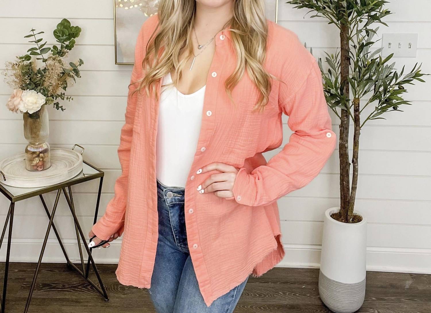 Hem & Thread - Liking Myself Cotton Long Sleeve Button Up Shirt