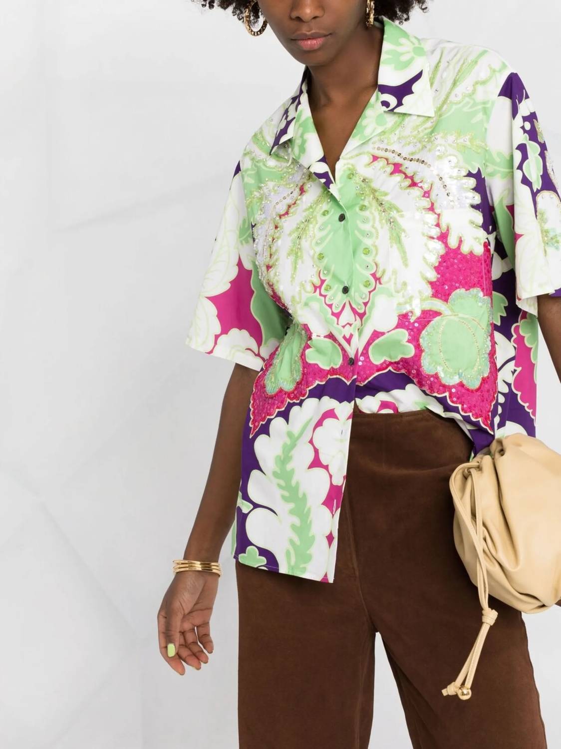 Valentino - Embellished Floral Print Shirt