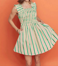 English Factory - Stripe Ruffle Mini Dress