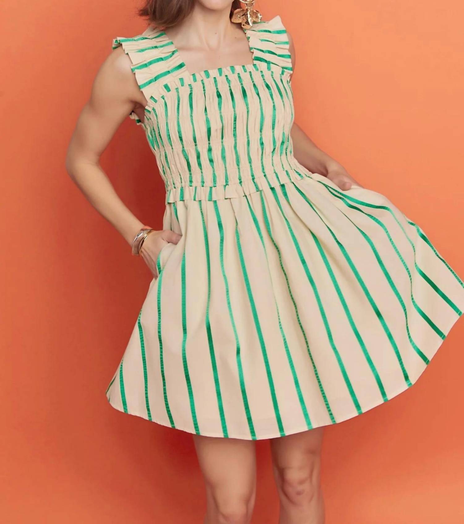 English Factory - Stripe Ruffle Mini Dress