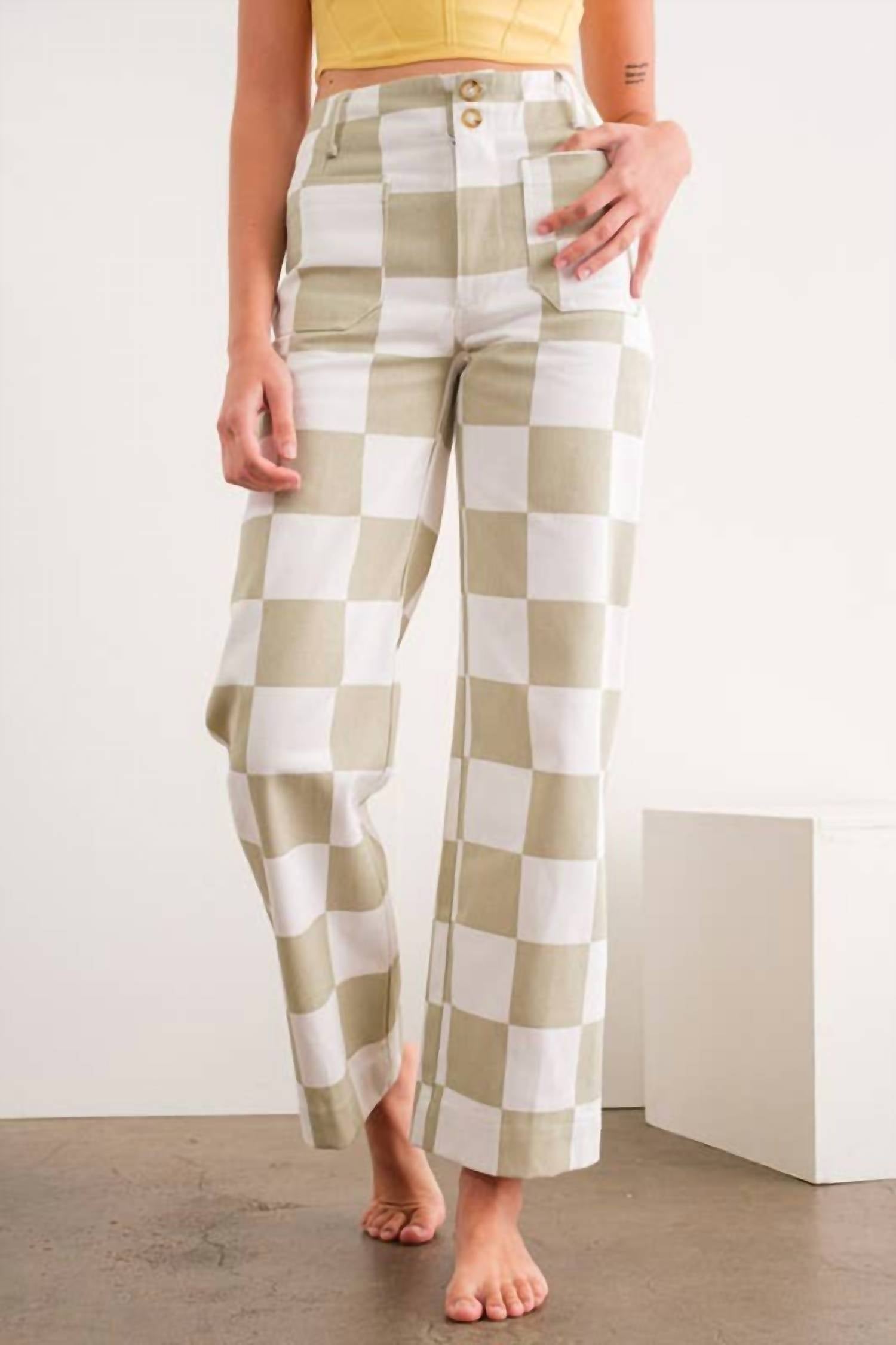Papermoon - Demi Checkered Straight Leg Pants