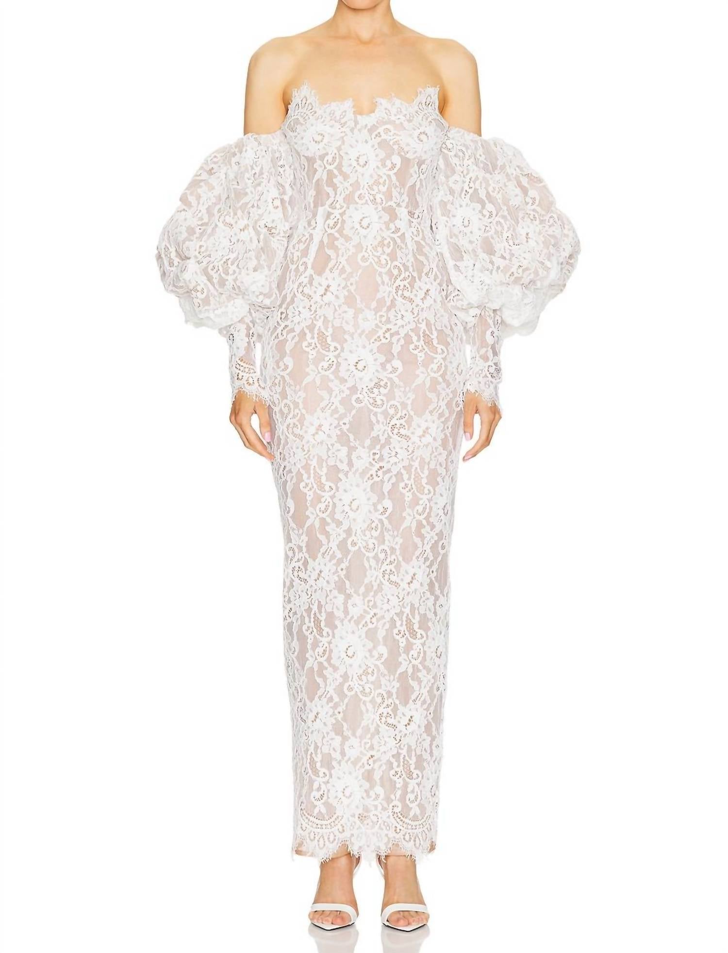 Bronx and Banco Colette Blanc Off The Shoulder Gown in white - women's dress