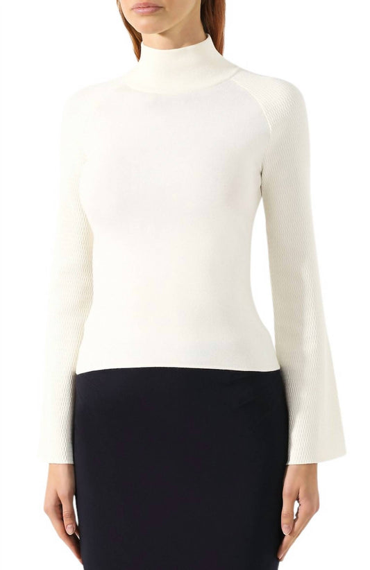 Emporio Armani - Textured Bell Sleeve Mock Neck Sweater