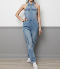 Timing - Denim Halter Jumpsuit