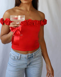 Blue Blush - Off The Shoulder Crop Top