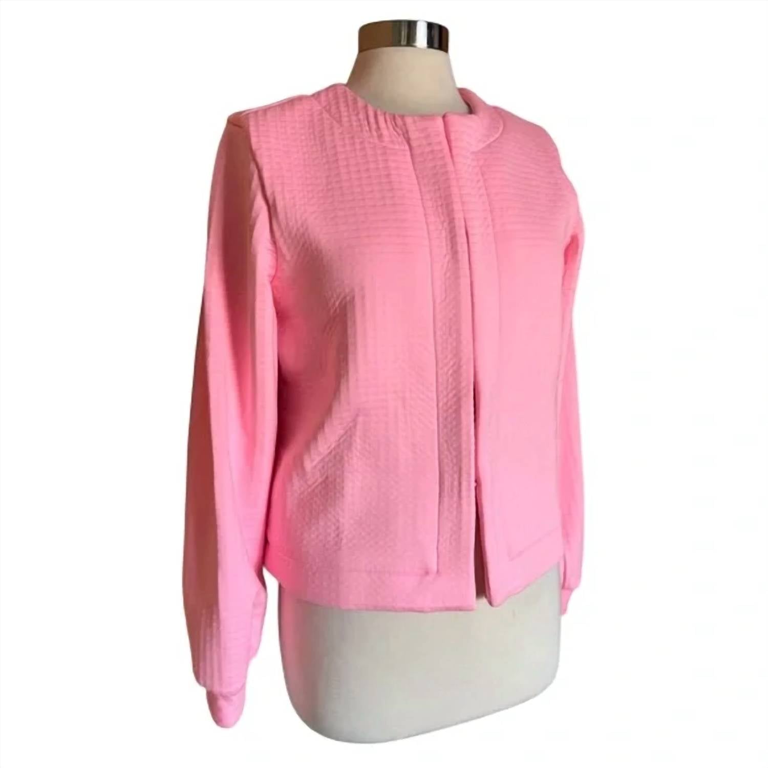 Dudley Stephens Women's Haverhill Cardigan in cotton candy pink - women's cardigan - detail view