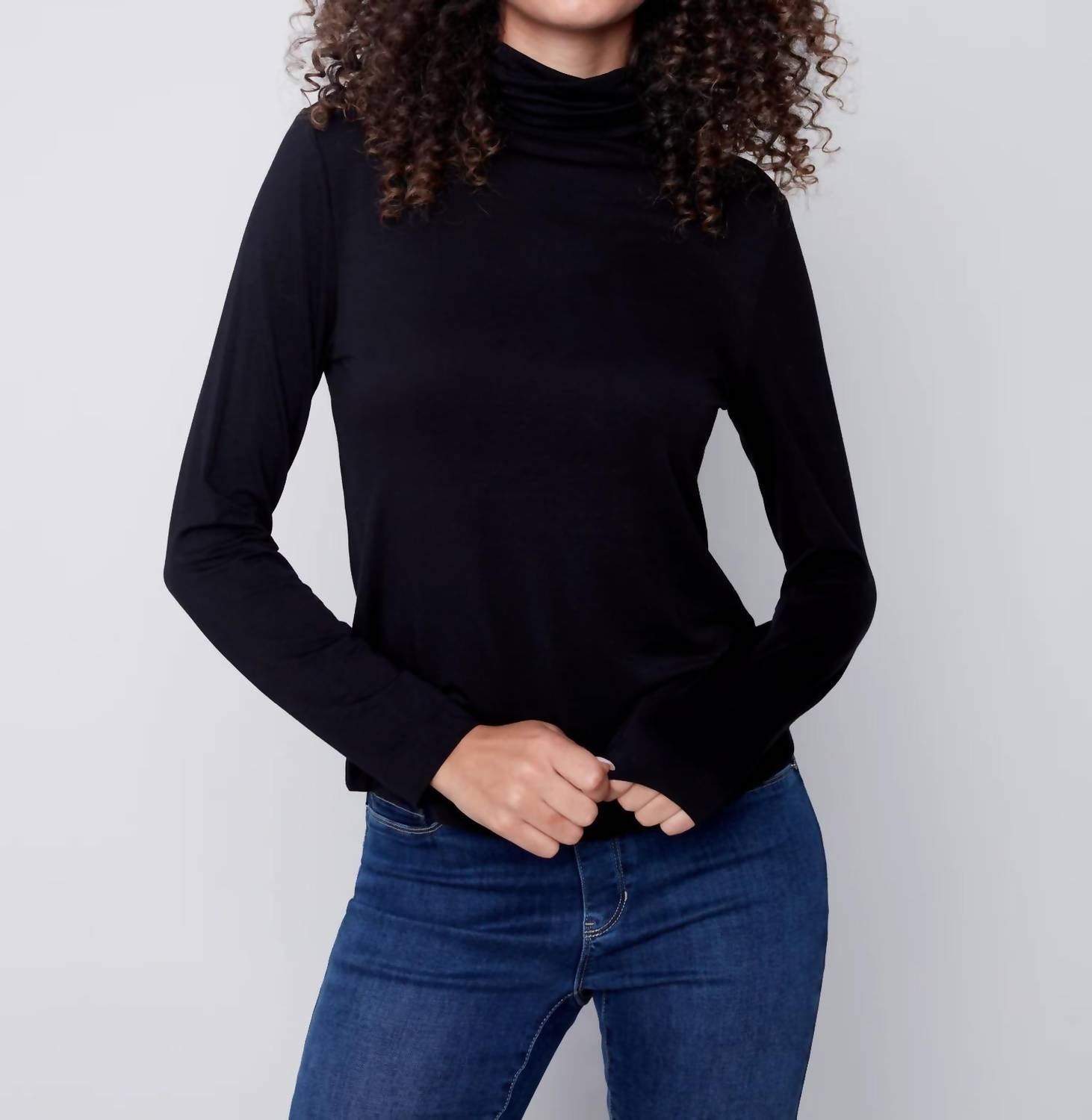 Charlie B - Mock Neck Long Sleeve Top